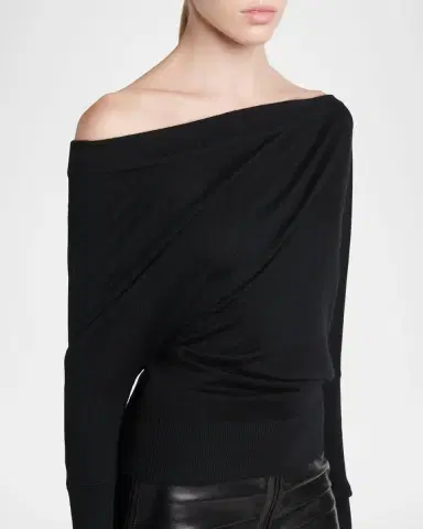 Tom Ford Wool-Silk Asymmetric Off-Shoulder Sweater | Thumbnail 5 Tom Ford Wool-Silk Asymmetric Off-Shoulder Sweater | Thumbnail 5