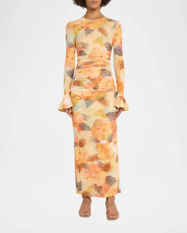 Cinq à Sept Neriah Watercolor Floral Mesh Maxi Dress | Thumbnail 2 Cinq à Sept Neriah Watercolor Floral Mesh Maxi Dress | Thumbnail 2