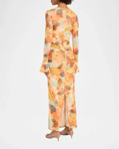 Cinq à Sept Neriah Watercolor Floral Mesh Maxi Dress | Thumbnail 3 Cinq à Sept Neriah Watercolor Floral Mesh Maxi Dress | Thumbnail 3