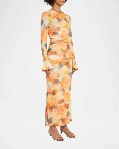 Cinq à Sept Neriah Watercolor Floral Mesh Maxi Dress | Thumbnail 4 Cinq à Sept Neriah Watercolor Floral Mesh Maxi Dress | Thumbnail 4