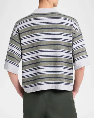 TWP Striped Short-Sleeve Polo Sweater | Thumbnail 2 TWP Striped Short-Sleeve Polo Sweater | Thumbnail 2