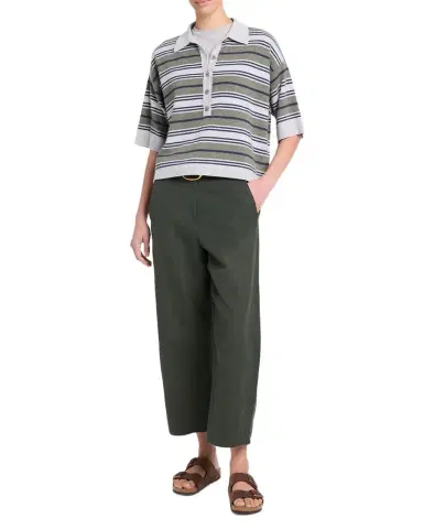 TWP Striped Short-Sleeve Polo Sweater | Thumbnail 1 TWP Striped Short-Sleeve Polo Sweater | Thumbnail 1