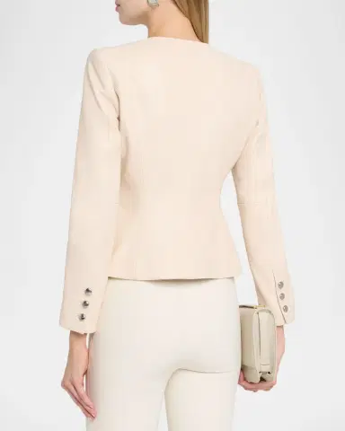 L'Agence Mariella Collarless Leather Jacket | Thumbnail 3 L'Agence Mariella Collarless Leather Jacket | Thumbnail 3