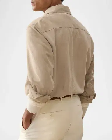 Ralph Lauren Purple Label Men's Suede Flap-Pocket Overshirt | Thumbnail 3 Ralph Lauren Purple Label Men's Suede Flap-Pocket Overshirt | Thumbnail 3