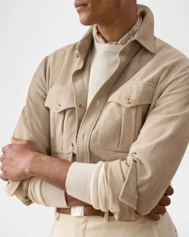 Ralph Lauren Purple Label Men's Suede Flap-Pocket Overshirt | Thumbnail 5 Ralph Lauren Purple Label Men's Suede Flap-Pocket Overshirt | Thumbnail 5
