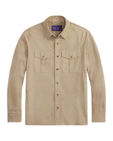 Ralph Lauren Purple Label Men's Suede Flap-Pocket Overshirt | Thumbnail 1 Ralph Lauren Purple Label Men's Suede Flap-Pocket Overshirt | Thumbnail 1