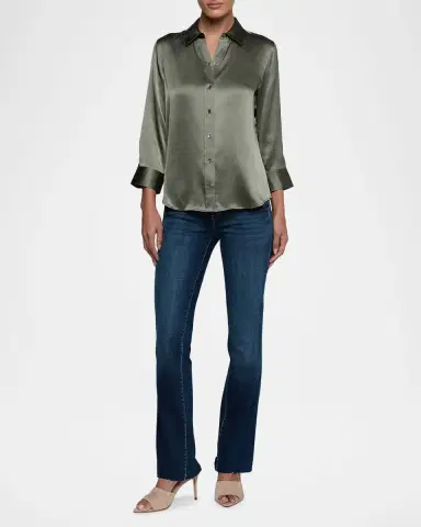 L'Agence Dani Silk Satin 3/4-Sleeve Button-Down Blouse | Thumbnail 2 L'Agence Dani Silk Satin 3/4-Sleeve Button-Down Blouse | Thumbnail 2