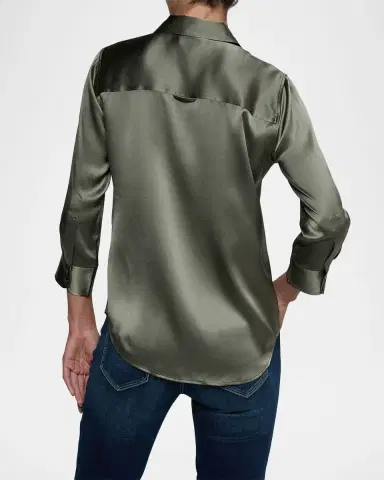 L'Agence Dani Silk Satin 3/4-Sleeve Button-Down Blouse | Thumbnail 3 L'Agence Dani Silk Satin 3/4-Sleeve Button-Down Blouse | Thumbnail 3