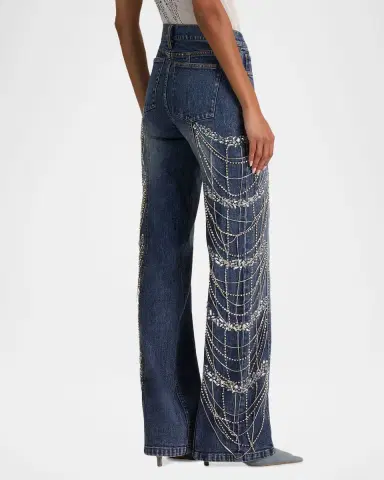 Alice + Olivia Roxie Low-Rise Embellished Jeans | Thumbnail 3 Alice + Olivia Roxie Low-Rise Embellished Jeans | Thumbnail 3