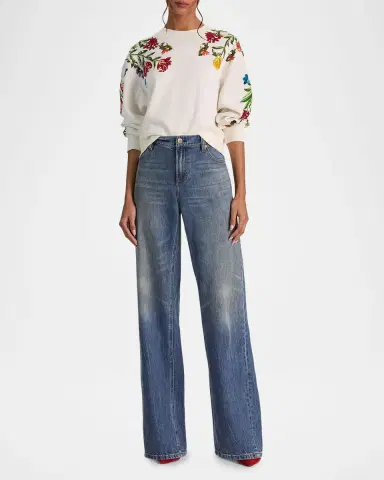 Alice + Olivia Russell Embroidered Crewneck Sweatshirt | Thumbnail 2 Alice + Olivia Russell Embroidered Crewneck Sweatshirt | Thumbnail 2