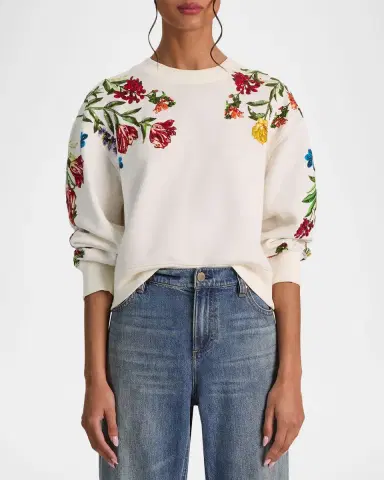 Alice + Olivia Russell Embroidered Crewneck Sweatshirt | Thumbnail 4 Alice + Olivia Russell Embroidered Crewneck Sweatshirt | Thumbnail 4