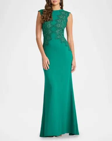 Tadashi Shoji Gant Sleeveless Embroidered Crepe Gown | Thumbnail 2 Tadashi Shoji Gant Sleeveless Embroidered Crepe Gown | Thumbnail 2