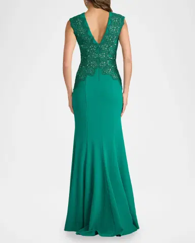 Tadashi Shoji Gant Sleeveless Embroidered Crepe Gown | Thumbnail 3 Tadashi Shoji Gant Sleeveless Embroidered Crepe Gown | Thumbnail 3