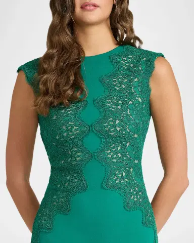 Tadashi Shoji Gant Sleeveless Embroidered Crepe Gown | Thumbnail 4 Tadashi Shoji Gant Sleeveless Embroidered Crepe Gown | Thumbnail 4