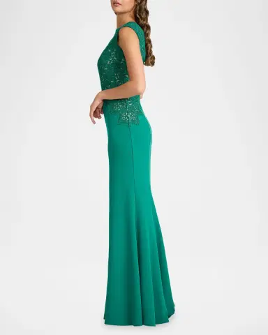 Tadashi Shoji Gant Sleeveless Embroidered Crepe Gown | Thumbnail 5 Tadashi Shoji Gant Sleeveless Embroidered Crepe Gown | Thumbnail 5