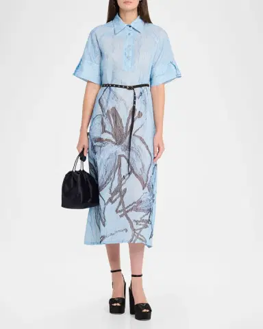 LOVEBIRDS Serenza Crinkled Floral-Print Silk Midi Shirtdress | Thumbnail 2 LOVEBIRDS Serenza Crinkled Floral-Print Silk Midi Shirtdress | Thumbnail 2