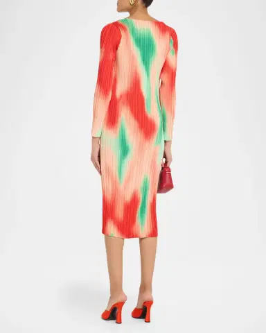 Misook Pleated Abstract Midi Dress | Thumbnail 3 Misook Pleated Abstract Midi Dress | Thumbnail 3