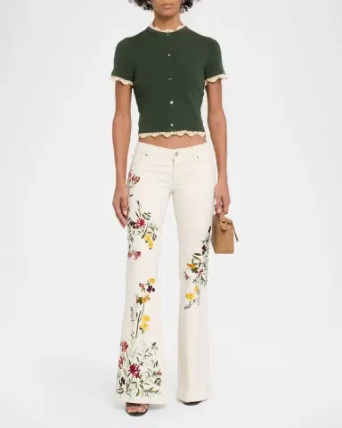 Alice + Olivia Ciara Crochet-Trim Ribbed Cardigan | Thumbnail 2 Alice + Olivia Ciara Crochet-Trim Ribbed Cardigan | Thumbnail 2