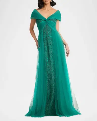Tadashi Shoji Parello Embroidered Off-Shoulder Tulle Gown | Thumbnail 2 Tadashi Shoji Parello Embroidered Off-Shoulder Tulle Gown | Thumbnail 2