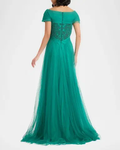 Tadashi Shoji Parello Embroidered Off-Shoulder Tulle Gown | Thumbnail 3 Tadashi Shoji Parello Embroidered Off-Shoulder Tulle Gown | Thumbnail 3