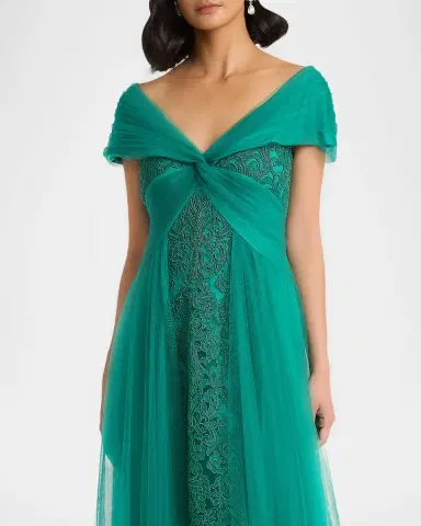 Tadashi Shoji Parello Embroidered Off-Shoulder Tulle Gown | Thumbnail 4 Tadashi Shoji Parello Embroidered Off-Shoulder Tulle Gown | Thumbnail 4