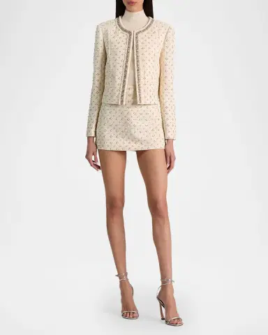 Alice + Olivia Thomasina Embellished Tweed Jacket | Thumbnail 2 Alice + Olivia Thomasina Embellished Tweed Jacket | Thumbnail 2