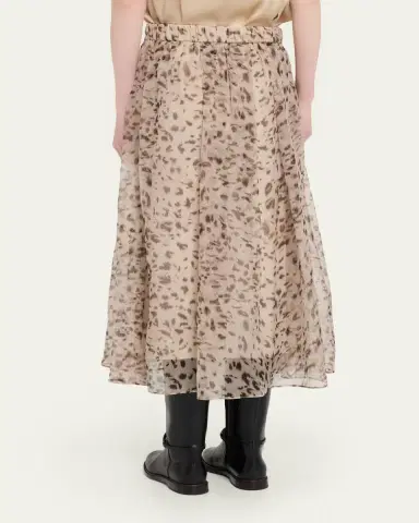 Brunello Cucinelli Printed Silk A-Line Midi Skirt | Thumbnail 3 Brunello Cucinelli Printed Silk A-Line Midi Skirt | Thumbnail 3