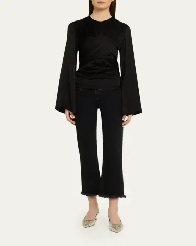 Isabel Marant Neame Draped Satin Flare-Sleeve Top | Thumbnail 2 Isabel Marant Neame Draped Satin Flare-Sleeve Top | Thumbnail 2
