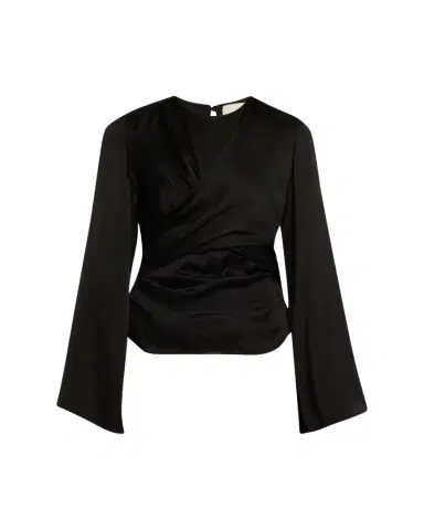 Isabel Marant Neame Draped Satin Flare-Sleeve Top | Thumbnail 1 Isabel Marant Neame Draped Satin Flare-Sleeve Top | Thumbnail 1