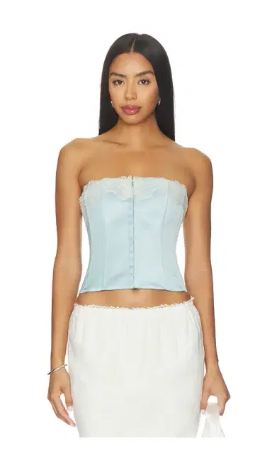 Guizio Lace Trim Satin Corset | Thumbnail 1 Guizio Lace Trim Satin Corset | Thumbnail 1