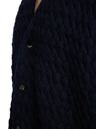 Bottega Veneta Men's Intrecciato Wool Cardigan - Midnight Blue | Thumbnail 6 Bottega Veneta Men's Intrecciato Wool Cardigan - Midnight Blue | Thumbnail 6