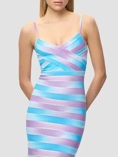 Hervé Léger Women's The Cara Ombré Stripe Gown - Daphne Multi - Size XS | Thumbnail 7 Hervé Léger Women's The Cara Ombré Stripe Gown - Daphne Multi - Size XS | Thumbnail 7