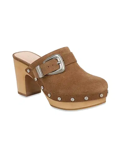 Veronica Beard Women's Larken 85MM Suede Clogs - Chestnut | Thumbnail 2 Veronica Beard Women's Larken 85MM Suede Clogs - Chestnut | Thumbnail 2