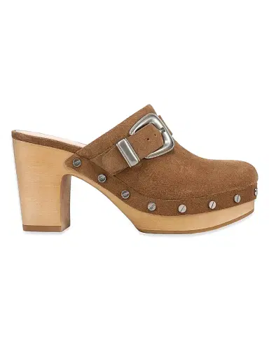 Veronica Beard Women's Larken 85MM Suede Clogs - Chestnut | Thumbnail 1 Veronica Beard Women's Larken 85MM Suede Clogs - Chestnut | Thumbnail 1