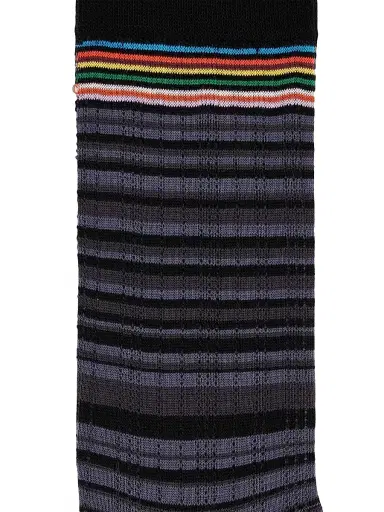 Paul Smith Men's 2-Pack Maury Signature Shadow Stripe Socks - Navy Black | Thumbnail 6 Paul Smith Men's 2-Pack Maury Signature Shadow Stripe Socks - Navy Black | Thumbnail 6