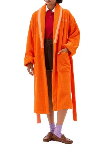 Versace Men's Jacquard Medusa Terry Robe - Orange White | Thumbnail 2 Versace Men's Jacquard Medusa Terry Robe - Orange White | Thumbnail 2
