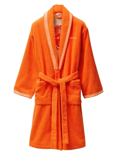 Versace Men's Jacquard Medusa Terry Robe - Orange White | Thumbnail 1 Versace Men's Jacquard Medusa Terry Robe - Orange White | Thumbnail 1
