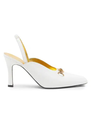 Versace Women's 90MM Medusa-Detail Leather Slingback Pumps - White Gold | Thumbnail 1 Versace Women's 90MM Medusa-Detail Leather Slingback Pumps - White Gold | Thumbnail 1