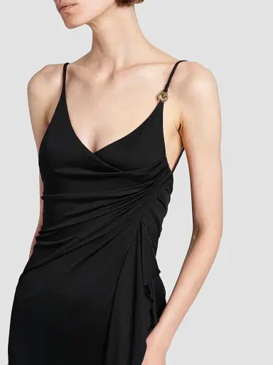 Versace Women's La Vacanza Draped Jersey Cocktail Dress - Black - Size 12 | Thumbnail 6 Versace Women's La Vacanza Draped Jersey Cocktail Dress - Black - Size 12 | Thumbnail 6