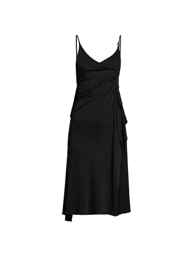 Versace Women's La Vacanza Draped Jersey Cocktail Dress - Black - Size 12 | Thumbnail 1 Versace Women's La Vacanza Draped Jersey Cocktail Dress - Black - Size 12 | Thumbnail 1