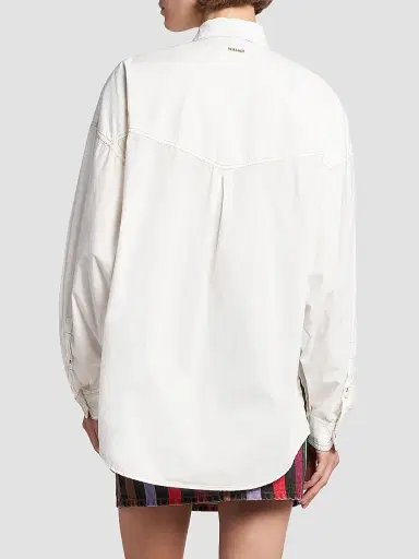 Versace Women's La Vacanza Cotton Poplin Utility Shirt - White | Thumbnail 5 Versace Women's La Vacanza Cotton Poplin Utility Shirt - White | Thumbnail 5