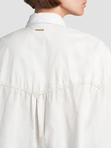 Versace Women's La Vacanza Cotton Poplin Utility Shirt - White | Thumbnail 6 Versace Women's La Vacanza Cotton Poplin Utility Shirt - White | Thumbnail 6