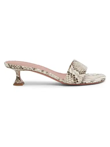 Amina Muaddi Women's Andreea 45MM Snake-Embossed Leather Mules - Natural Printed Snake | Thumbnail 1 Amina Muaddi Women's Andreea 45MM Snake-Embossed Leather Mules - Natural Printed Snake | Thumbnail 1