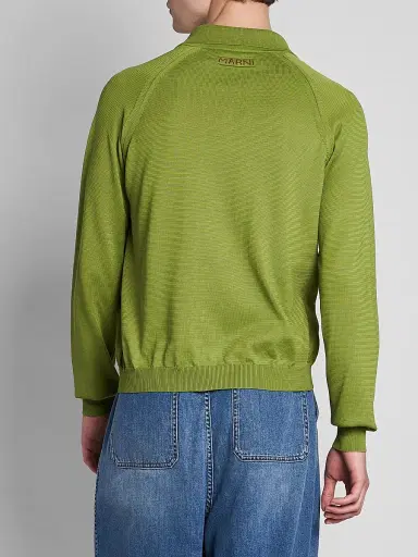 Marni Men's Relaxed-Fit Pointelle-Knit Cardigan - Kiwi | Thumbnail 3 Marni Men's Relaxed-Fit Pointelle-Knit Cardigan - Kiwi | Thumbnail 3