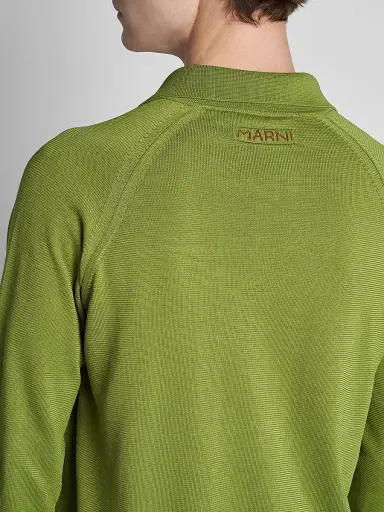 Marni Men's Relaxed-Fit Pointelle-Knit Cardigan - Kiwi | Thumbnail 5 Marni Men's Relaxed-Fit Pointelle-Knit Cardigan - Kiwi | Thumbnail 5