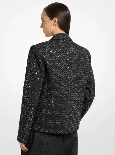 Michael Kors Collection Sequined Denim Tweed Cropped Blazer | Thumbnail 3 Michael Kors Collection Sequined Denim Tweed Cropped Blazer | Thumbnail 3
