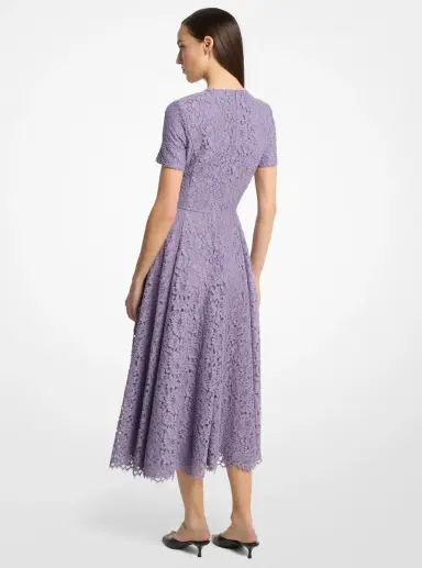 Michael Kors Collection Corded Floral Lace Dance Dress in Purple | Thumbnail 2 Michael Kors Collection Corded Floral Lace Dance Dress in Purple | Thumbnail 2