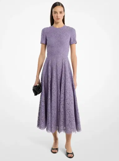 Michael Kors Collection Corded Floral Lace Dance Dress in Purple | Thumbnail 3 Michael Kors Collection Corded Floral Lace Dance Dress in Purple | Thumbnail 3