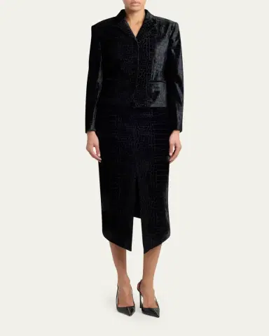 Tom Ford Croc-Embossed Velvet Single-Breasted Jacket | Thumbnail 2 Tom Ford Croc-Embossed Velvet Single-Breasted Jacket | Thumbnail 2