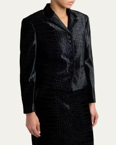 Tom Ford Croc-Embossed Velvet Single-Breasted Jacket | Thumbnail 4 Tom Ford Croc-Embossed Velvet Single-Breasted Jacket | Thumbnail 4